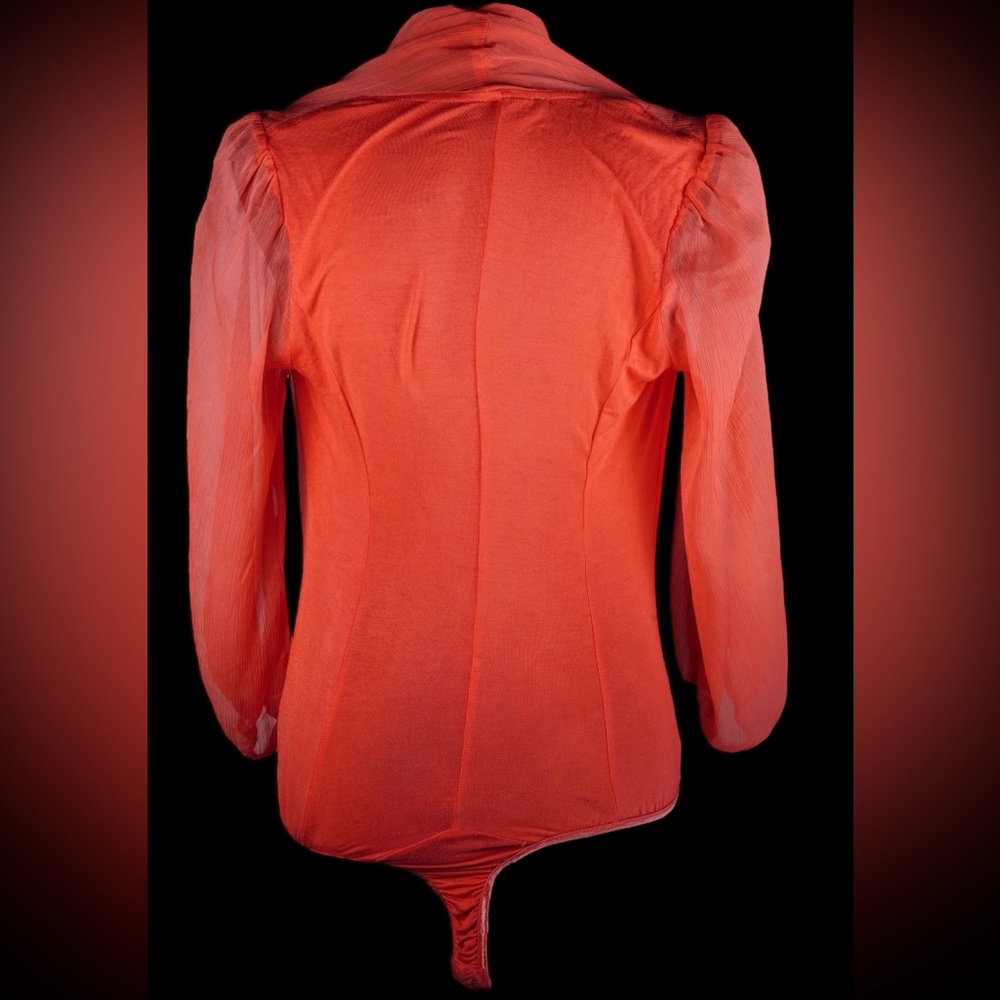 Valiant Paris Red Wrap-Style Bodysuit Blouse – Size M - Picture 6 of 17